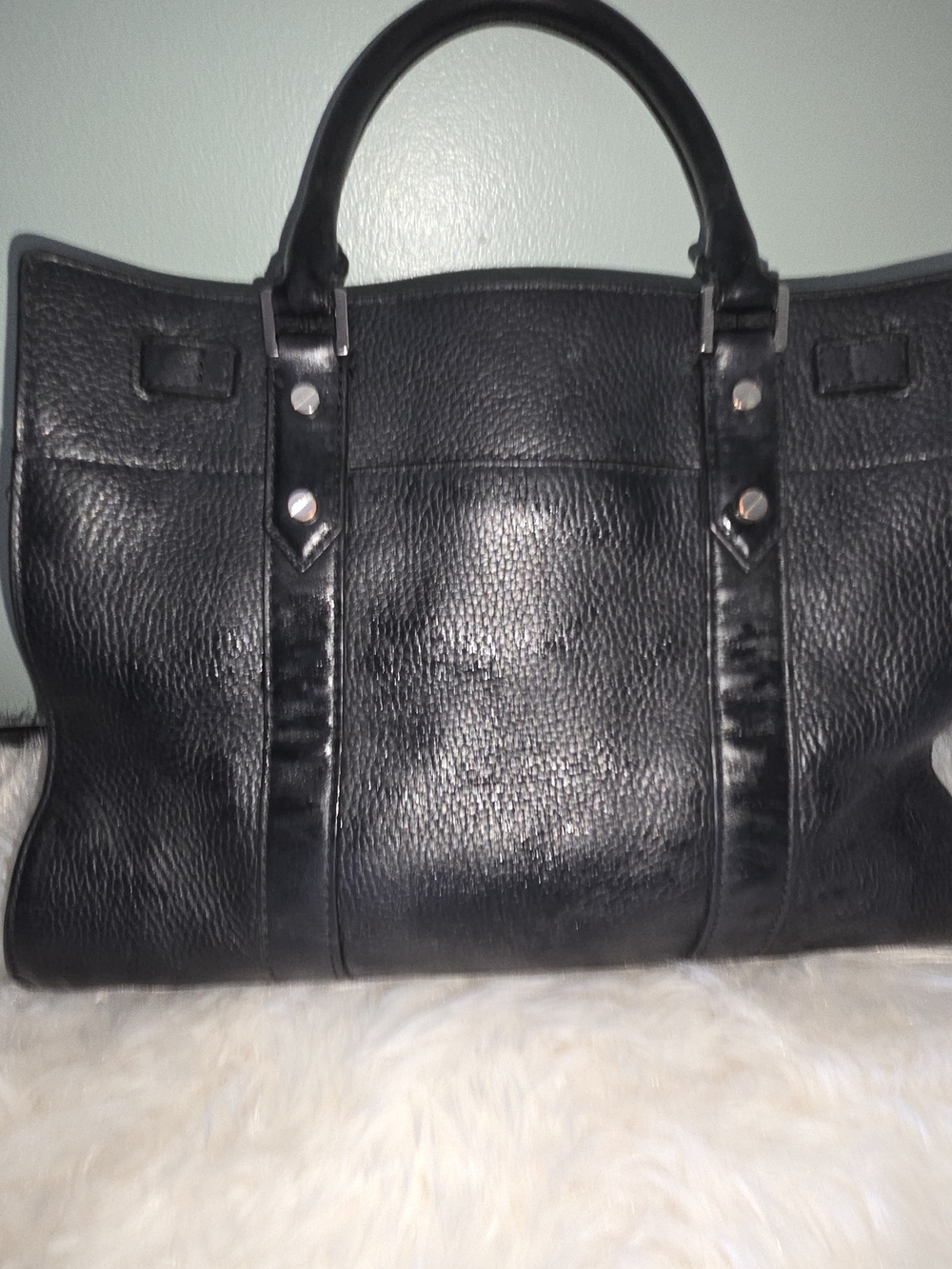 Michael Kors Black Studded Leather Tote Bag - Picture 3 of 7
